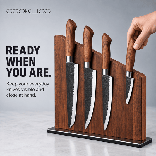 Wooden Magnetic Knife Block - Cooklico