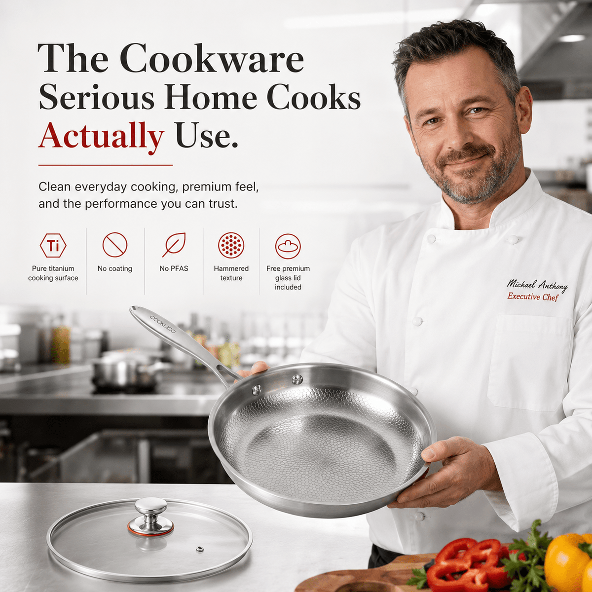 PureTitaniumPro™ Pan with Free Lid - Cooklico