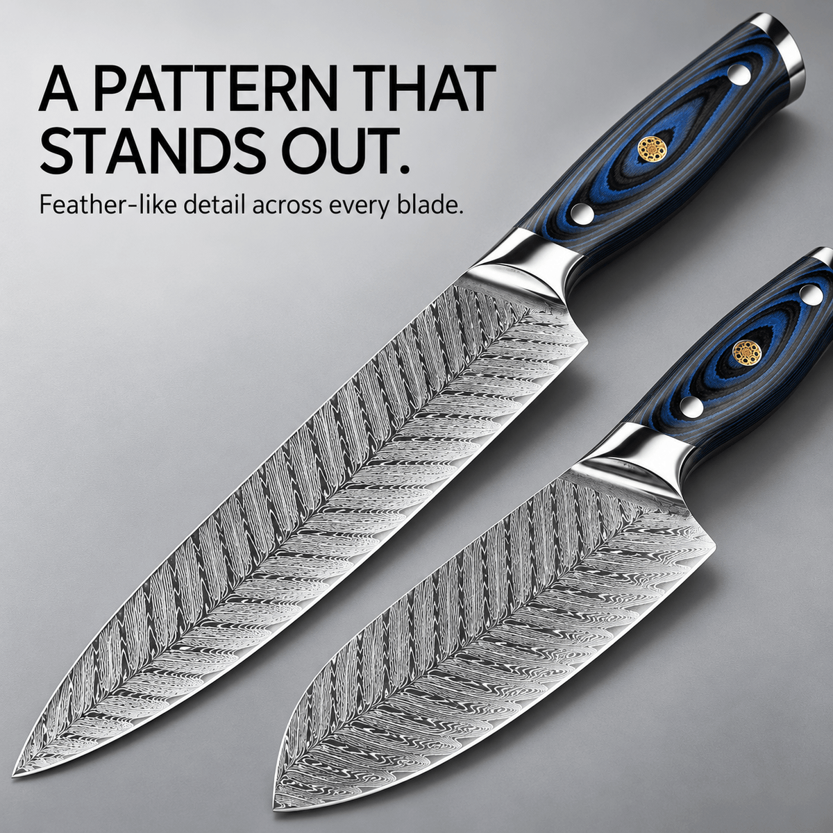 Azure Damascus Knife Set (Set of 4) - Cooklico