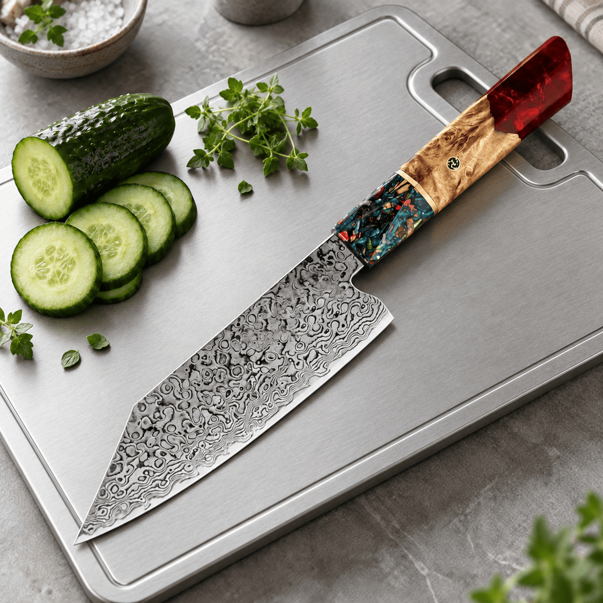 Ember Damascus Chef Knife - Cooklico