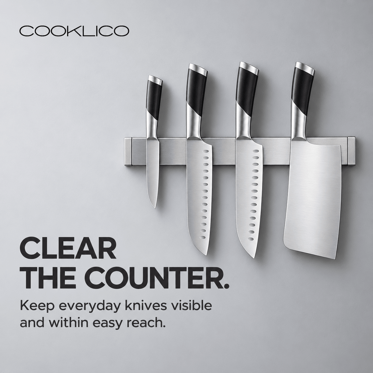 Titanium Magnetic Knife Strip - Cooklico