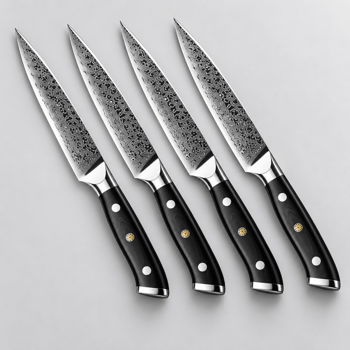 Obsidian Damascus Steak Knife Set (Set of 4) - Cooklico