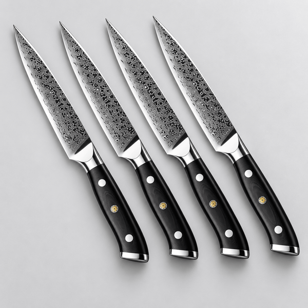 Obsidian Damascus Steak Knife Set (Set of 4) - Cooklico