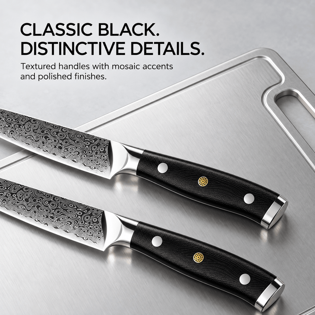 Obsidian Damascus Steak Knife Set (Set of 4) - Cooklico