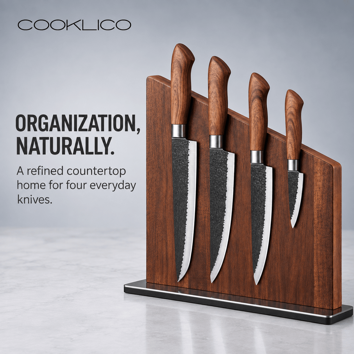 Wooden Magnetic Knife Block - Cooklico